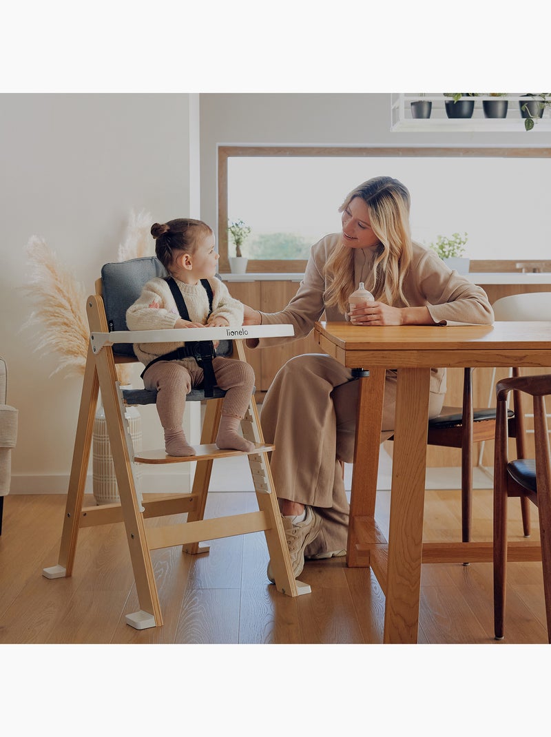 Houten 3-in-1 kinderstoel LIONELO Floris – Meegroeiend – 5-puntsgordel – Tot 40 kg Natuurlijk hout - Kiabi