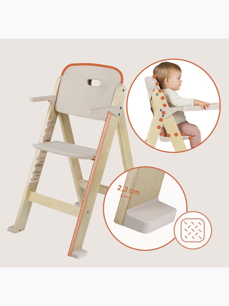 Houten 3-in-1 kinderstoel LIONELO Floris – Meegroeiend – 5-puntsgordel – Tot 40 kg Natuurlijk hout - Kiabi