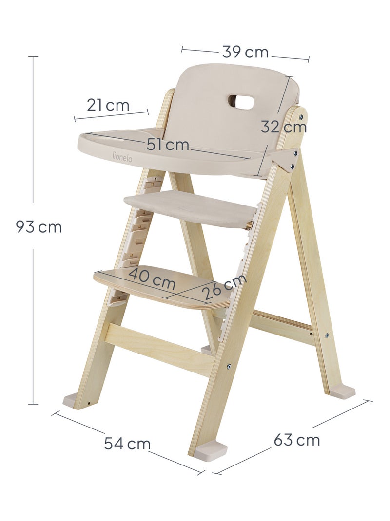 Houten 3-in-1 kinderstoel LIONELO Floris – Meegroeiend – 5-puntsgordel – Tot 40 kg Natuurlijk hout - Kiabi