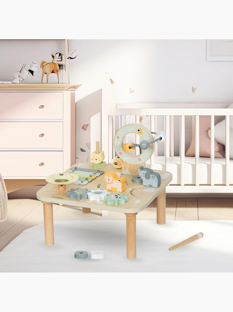 Houten activiteitentafel 7-in-1 jungle met speelfuncties voor baby's vanaf 9 maanden Beige - Kiabi