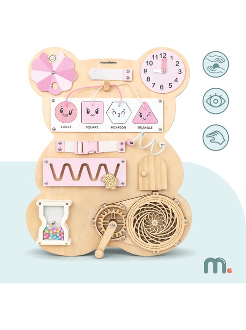 Houten activity board beertje roze montessori teddy board mamabrum - Kiabi Houten activity board beertje roze montessori teddy board mamabrum - Kiabi
