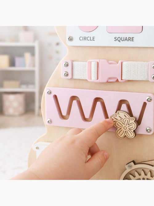 Houten activity board beertje roze montessori teddy board mamabrum - Kiabi Houten activity board beertje roze montessori teddy board mamabrum - Kiabi