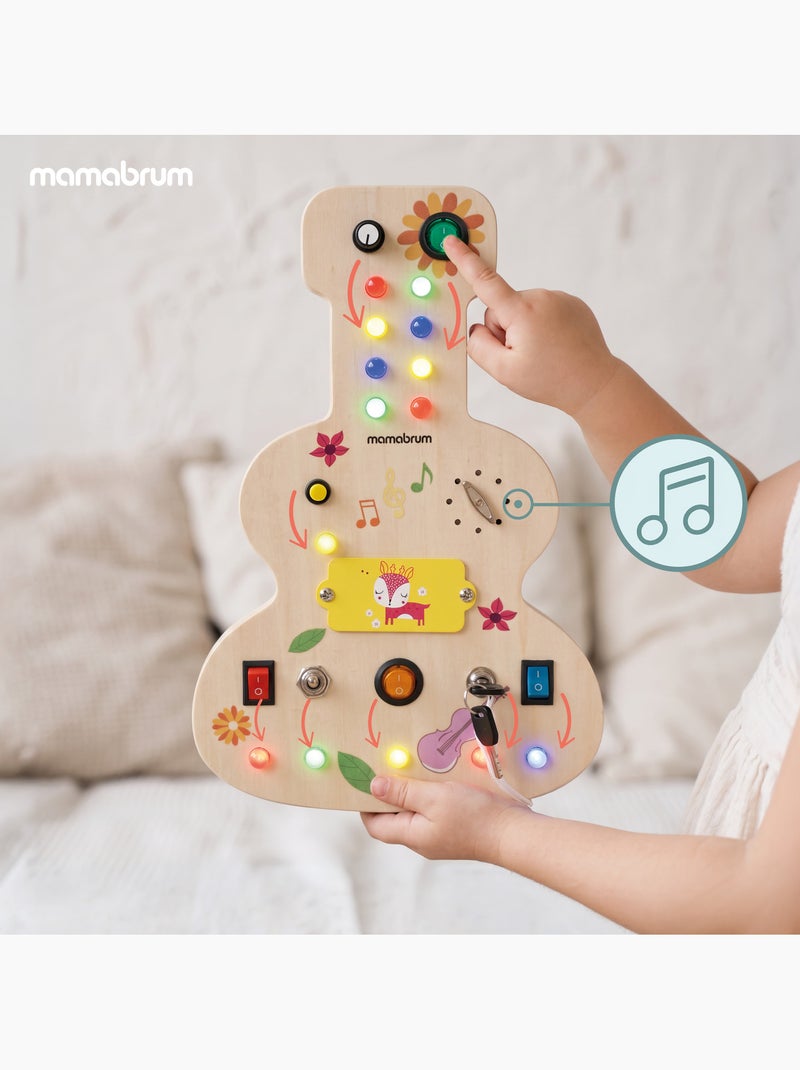 Houten activity board gitaar met led en muziek kinderen mamabrum N.v.t. - Kiabi
