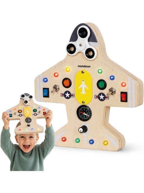 Houten activity board vliegtuig met 10 led kinderen mamabrum - Kiabi Houten activity board vliegtuig met 10 led kinderen mamabrum - Kiabi