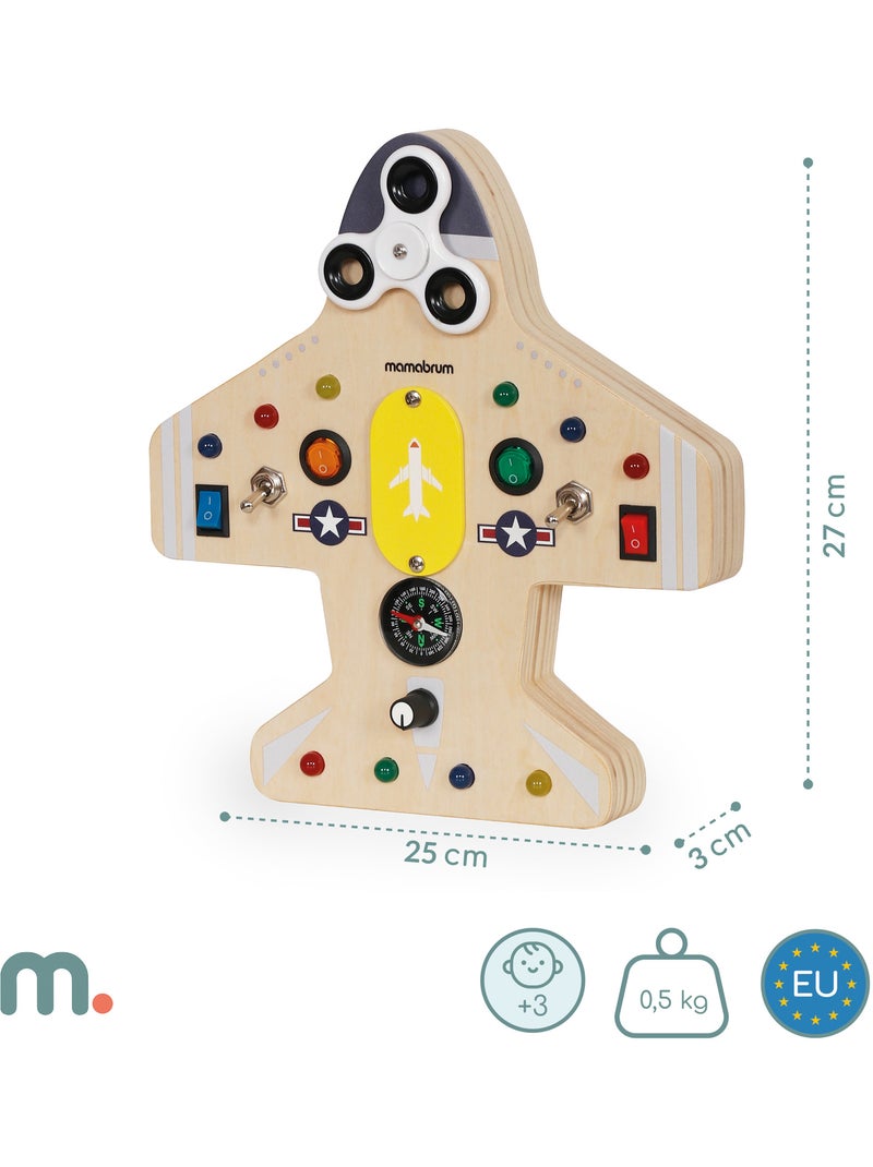 Houten activity board vliegtuig met 10 led kinderen mamabrum N.v.t. - Kiabi