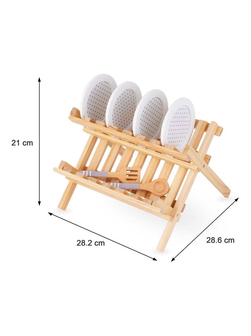 Houten afdruiprek en keukenservies speelgoed mamabrum N.v.t. - Kiabi