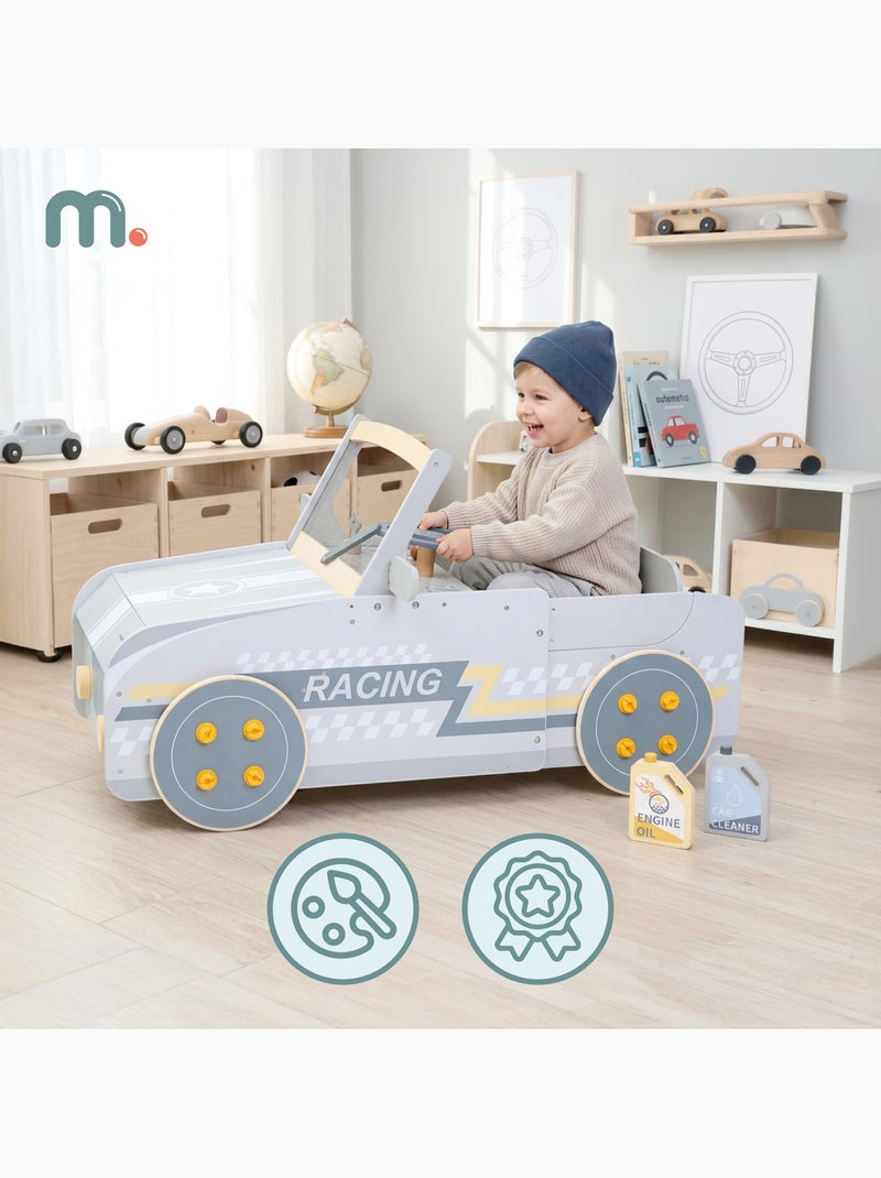 Houten auto stilstaand imitatie kind 111cm cockpit garage mamabrum N.v.t. - Kiabi