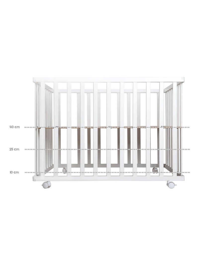 Houten babybox met waterafstotend boxkleed en matras met afneembare hoes 'roba style' roba Wit Grijs - Kiabi