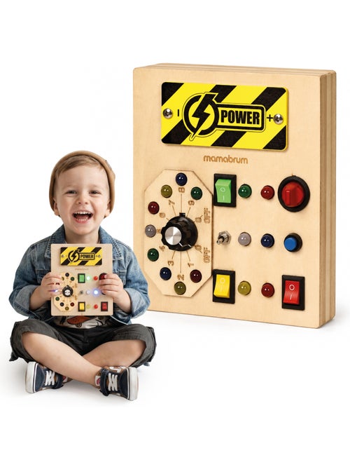 Houten busy board bedieningspaneel schakelaars led licht mamabrum - Kiabi Houten busy board bedieningspaneel schakelaars led licht mamabrum - Kiabi