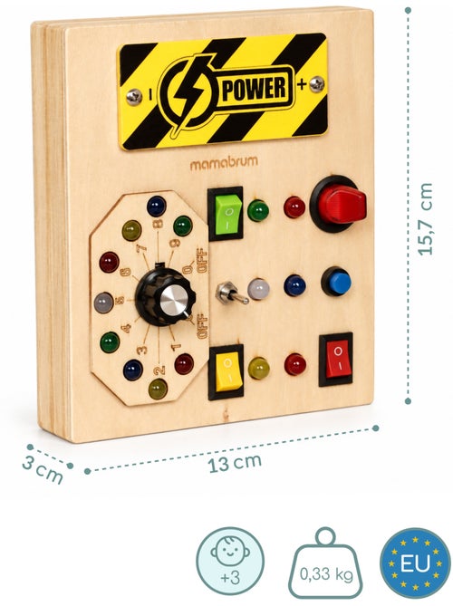 Houten busy board bedieningspaneel schakelaars led licht mamabrum - Kiabi Houten busy board bedieningspaneel schakelaars led licht mamabrum - Kiabi