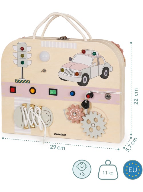 Houten busy board koffer dubbelzijdig verkeer weer led licht mamabrum - Kiabi Houten busy board koffer dubbelzijdig verkeer weer led licht mamabrum - Kiabi