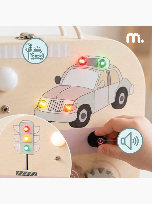 Houten busy board koffer dubbelzijdig verkeer weer led licht mamabrum - Kiabi Houten busy board koffer dubbelzijdig verkeer weer led licht mamabrum - Kiabi