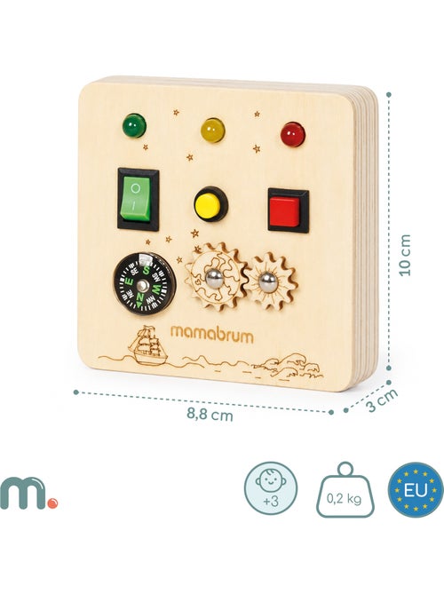 Houten busy board kompas tandwielen schakelaars led licht mamabrum - Kiabi Houten busy board kompas tandwielen schakelaars led licht mamabrum - Kiabi