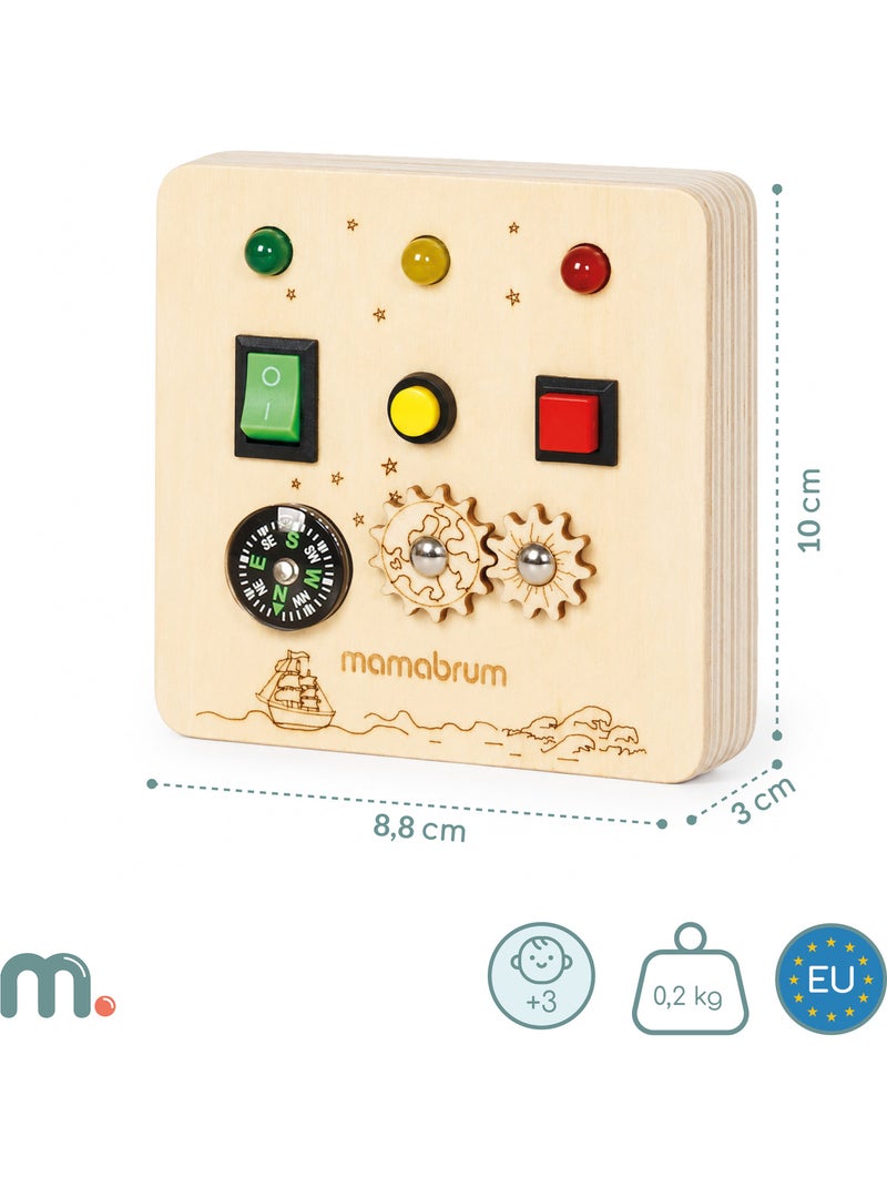 Houten busy board kompas tandwielen schakelaars led licht mamabrum N.v.t. - Kiabi
