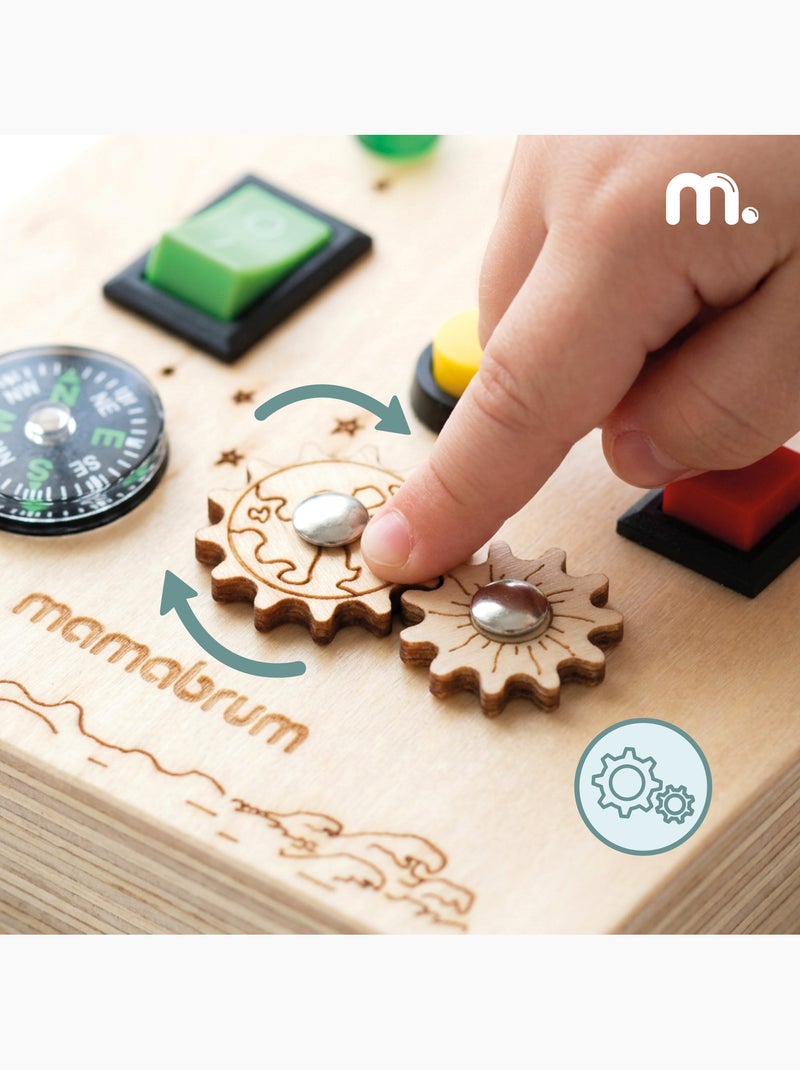 Houten busy board kompas tandwielen schakelaars led licht mamabrum N.v.t. - Kiabi