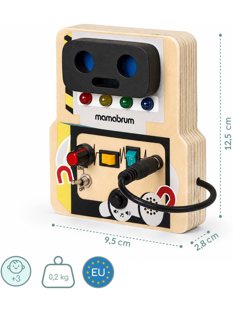 Houten busy board robot schakelaars knoppen led licht mamabrum N.v.t. - Kiabi