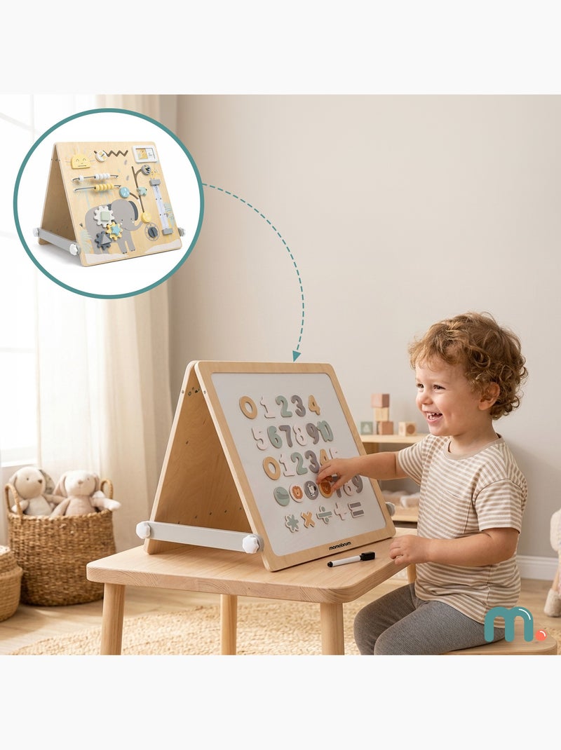 Houten dubbelzijdig speelbord 2-in-1 magnetisch & sensorisch 49x37cm mamabrum N.v.t. - Kiabi