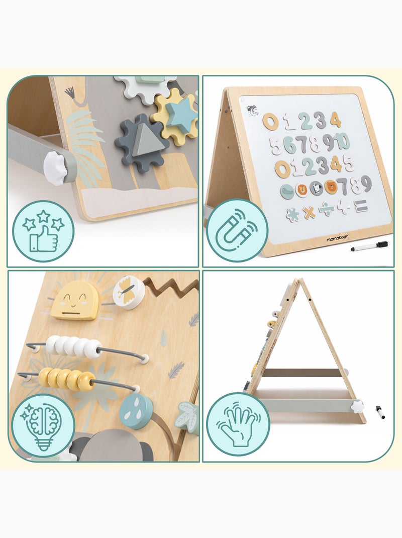 Houten dubbelzijdig speelbord 2-in-1 magnetisch & sensorisch 49x37cm mamabrum N.v.t. - Kiabi