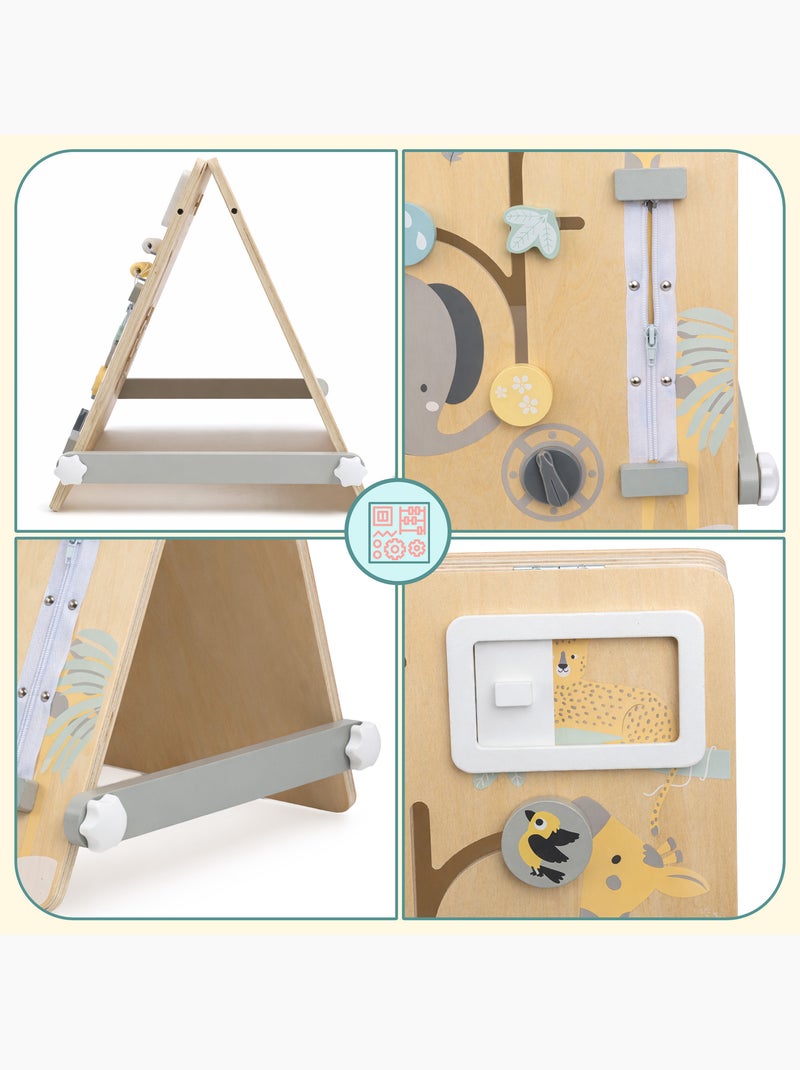 Houten dubbelzijdig speelbord 2-in-1 magnetisch & sensorisch 49x37cm mamabrum N.v.t. - Kiabi
