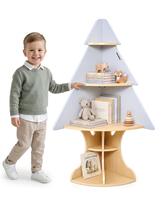 Houten hoekkast kind boom grijs boekenkast mamabrum - Kiabi Houten hoekkast kind boom grijs boekenkast mamabrum - Kiabi