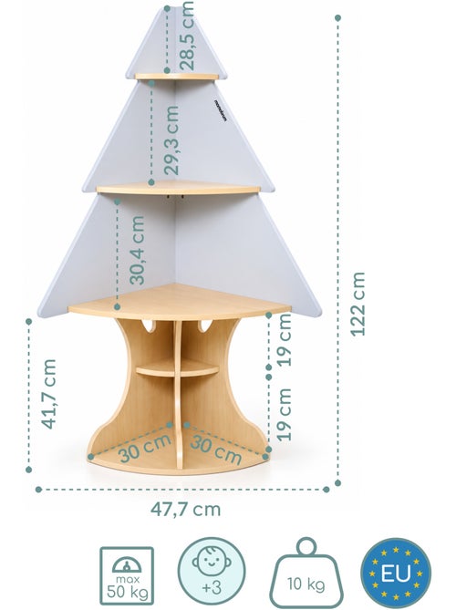 Houten hoekkast kind boom grijs boekenkast mamabrum - Kiabi Houten hoekkast kind boom grijs boekenkast mamabrum - Kiabi