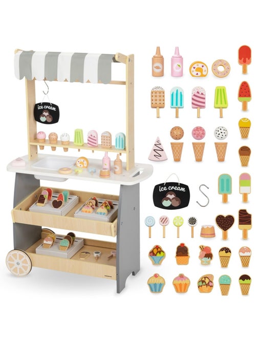 Houten ijskar op wielen – vintage ijscokar hypermotion voor kinderen vanaf 3 jaar - Kiabi Houten ijskar op wielen – vintage ijscokar hypermotion voor kinderen vanaf 3 jaar - Kiabi