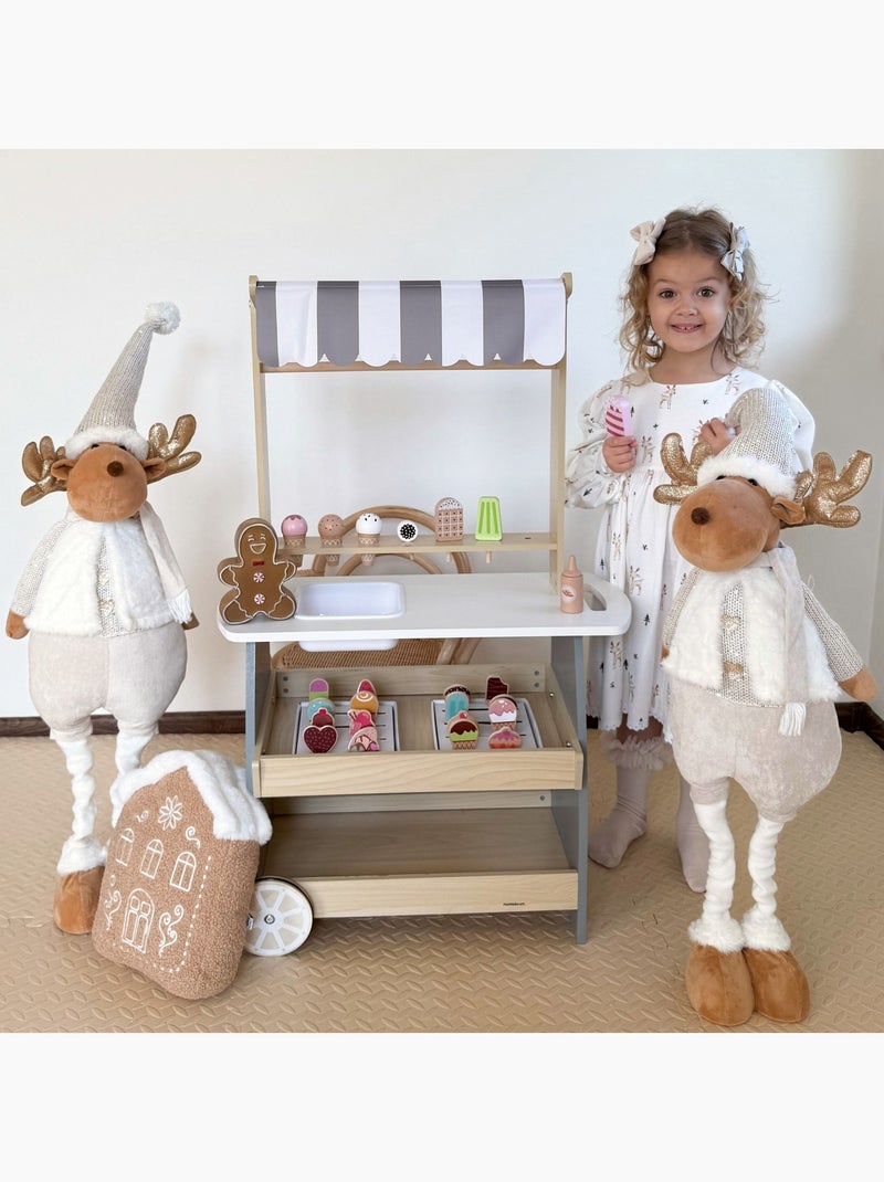 Houten ijskar op wielen – vintage ijscokar hypermotion voor kinderen vanaf 3 jaar Grijs - Kiabi