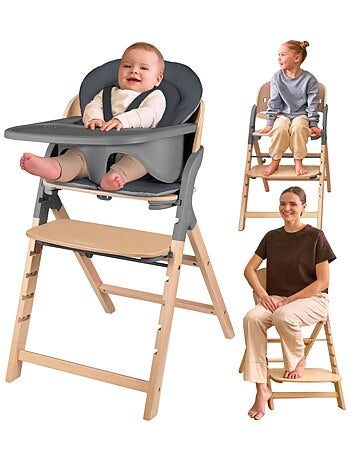 Houten kinderstoel 3-in-1 LIONELO Megan - Tot 110kg - Meegroei - Afneembaar blad