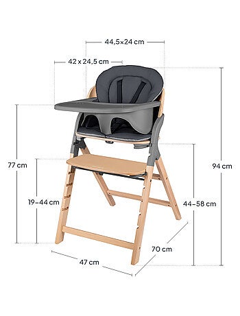 Houten kinderstoel 3-in-1 LIONELO Megan - Tot 110kg - Meegroei - Afneembaar blad