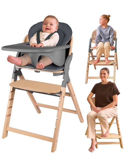 Houten kinderstoel 3-in-1 LIONELO Megan - Tot 110kg - Meegroei - Afneembaar blad - Kiabi Houten kinderstoel 3-in-1 LIONELO Megan - Tot 110kg - Meegroei - Afneembaar blad - Kiabi