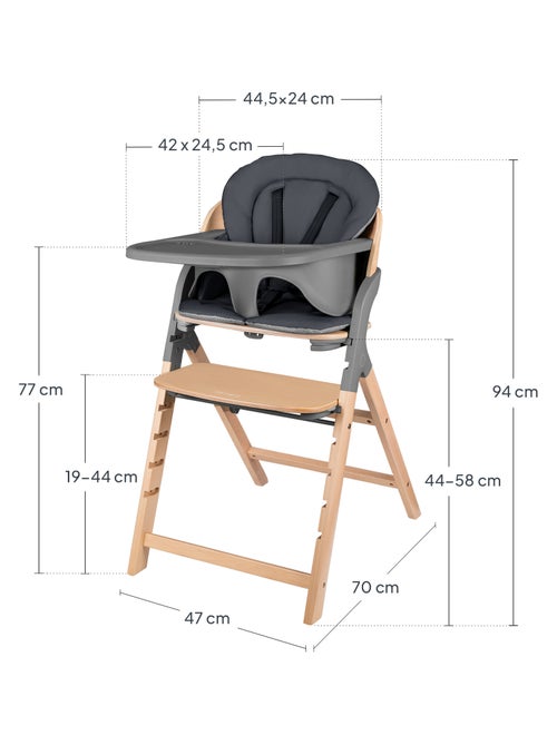 Houten kinderstoel 3-in-1 LIONELO Megan - Tot 110kg - Meegroei - Afneembaar blad - Kiabi Houten kinderstoel 3-in-1 LIONELO Megan - Tot 110kg - Meegroei - Afneembaar blad - Kiabi