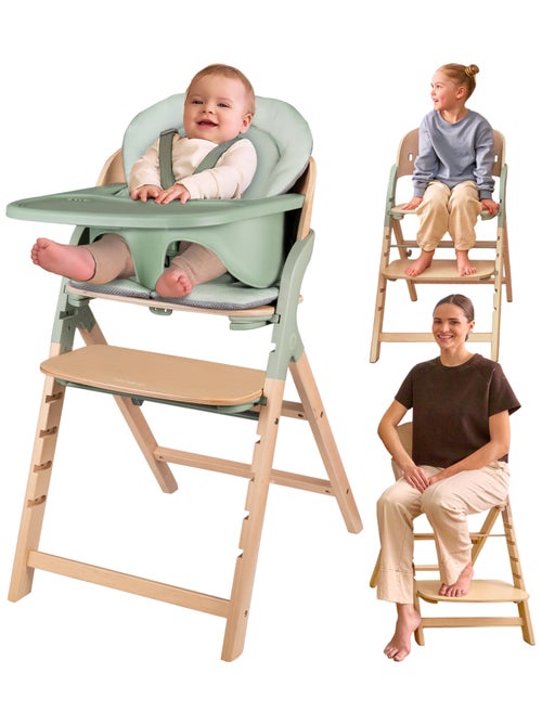 Houten kinderstoel 3-in-1 LIONELO Megan - Tot 110kg - Meegroei - Afneembaar blad - Kiabi Houten kinderstoel 3-in-1 LIONELO Megan - Tot 110kg - Meegroei - Afneembaar blad - Kiabi