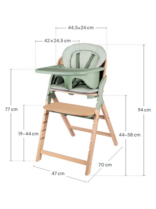 Houten kinderstoel 3-in-1 LIONELO Megan - Tot 110kg - Meegroei - Afneembaar blad - Kiabi Houten kinderstoel 3-in-1 LIONELO Megan - Tot 110kg - Meegroei - Afneembaar blad - Kiabi