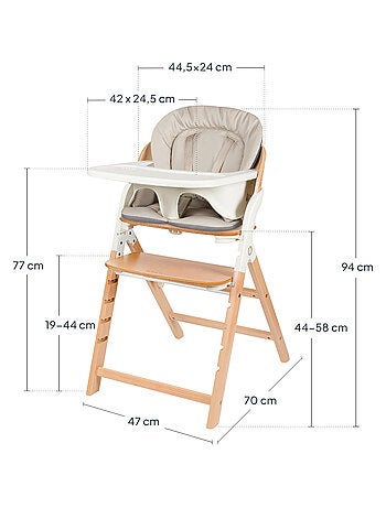 Houten kinderstoel 3-in-1 LIONELO Megan - Tot 110kg - Meegroei - Afneembaar blad