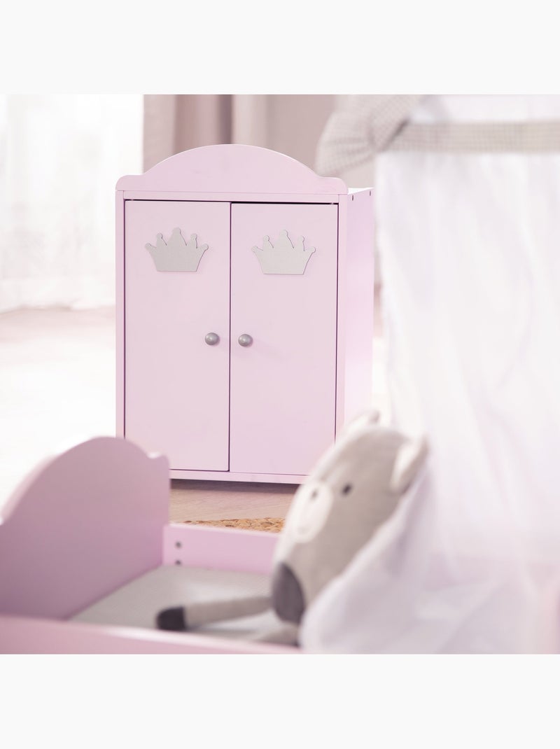 Houten kledingkast voor poppen met hangruimte 'Princesse Sophie' ROBA IJsblauw - Kiabi