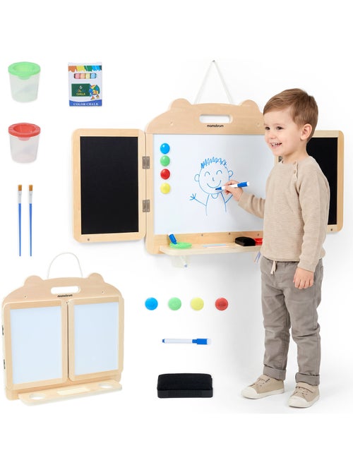 Houten magnetisch tekenbord opvouwbaar kind krijt stift wand mamabrum - Kiabi Houten magnetisch tekenbord opvouwbaar kind krijt stift wand mamabrum - Kiabi