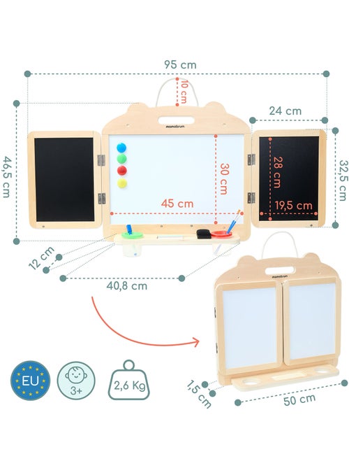Houten magnetisch tekenbord opvouwbaar kind krijt stift wand mamabrum - Kiabi Houten magnetisch tekenbord opvouwbaar kind krijt stift wand mamabrum - Kiabi