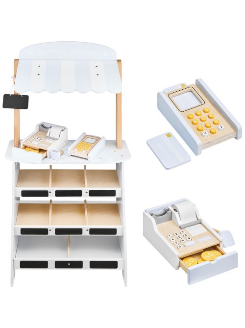 Houten marktkraam "kleine kruidenier" – complete winkel met kassa en accessoires - Kiabi Houten marktkraam "kleine kruidenier" – complete winkel met kassa en accessoires - Kiabi