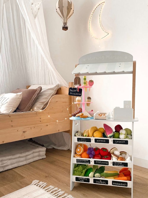 Houten marktkraam "kleine kruidenier" – complete winkel met kassa en accessoires - Kiabi Houten marktkraam "kleine kruidenier" – complete winkel met kassa en accessoires - Kiabi