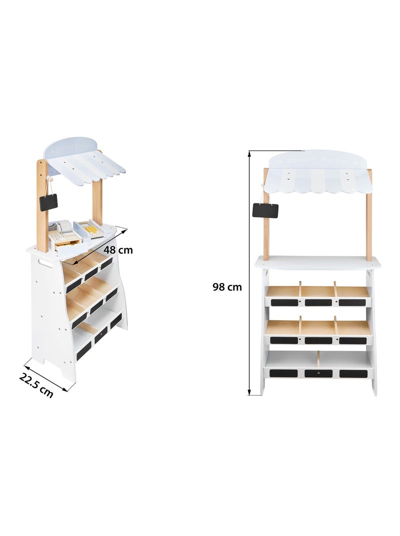 Houten marktkraam "kleine kruidenier" – complete winkel met kassa en accessoires N.v.t. - Kiabi