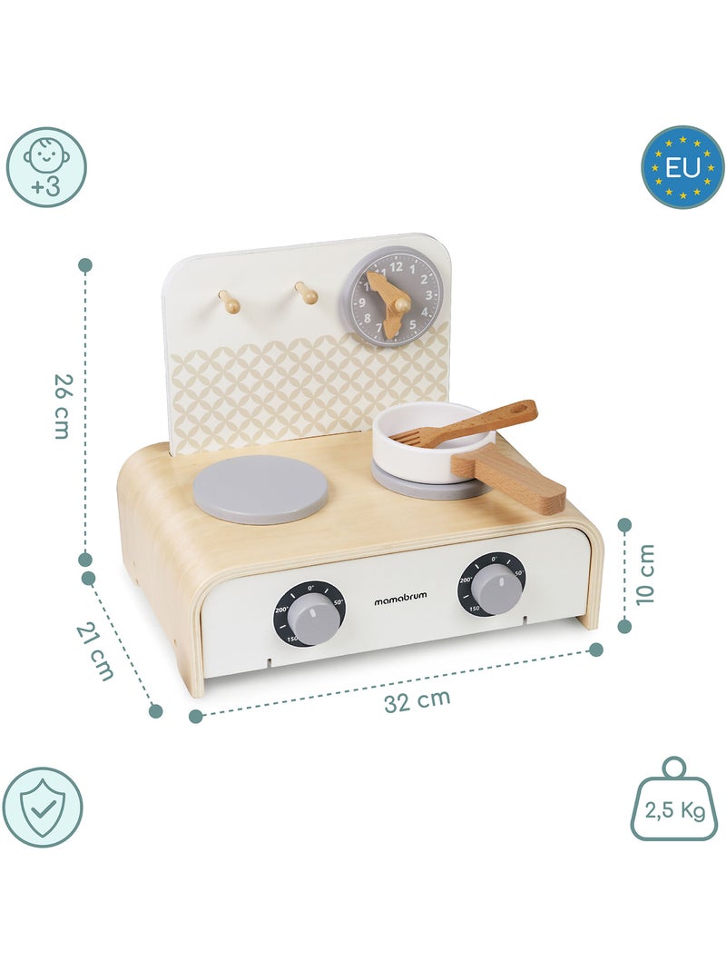 Houten mini speelkeuken opvouwbaar 32x21cm kookplaat pannen mamabrum N.v.t. - Kiabi