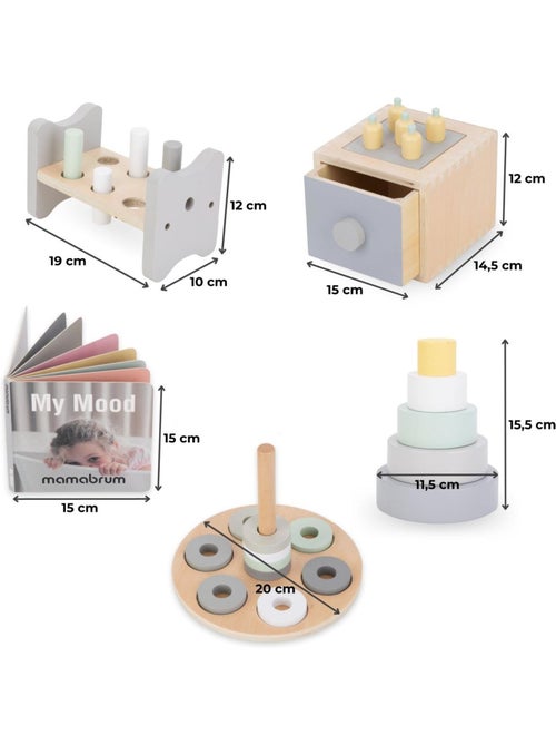 Houten montessori educatieve box 6 delig baby speelgoed mamabrum - Kiabi