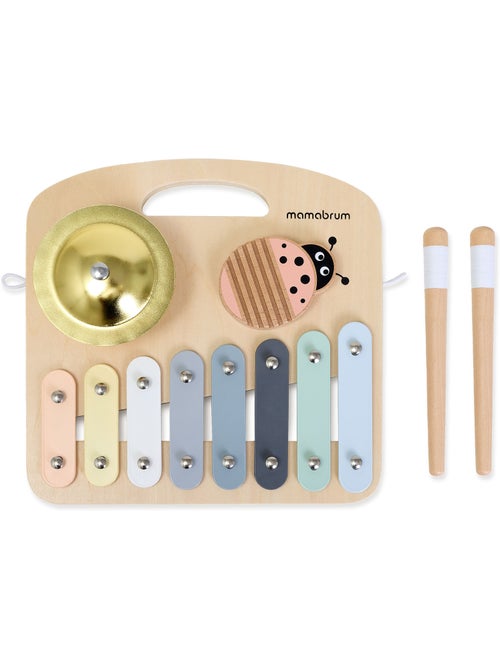 Houten muziekbord 8 tonen metallofoon bekken guiro 2 stokjes mamabrum - Kiabi Houten muziekbord 8 tonen metallofoon bekken guiro 2 stokjes mamabrum - Kiabi