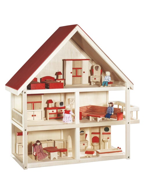 Houten poppenhuis + miniatuurmeubels en 4 poppen ROBA - Kiabi Houten poppenhuis + miniatuurmeubels en 4 poppen ROBA - Kiabi