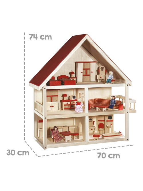 Houten poppenhuis + miniatuurmeubels en 4 poppen ROBA - Kiabi Houten poppenhuis + miniatuurmeubels en 4 poppen ROBA - Kiabi