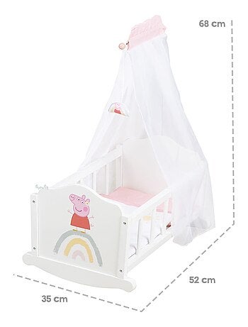 Houten poppenwieg met beddengoed 'Peppa Pig' ROBA