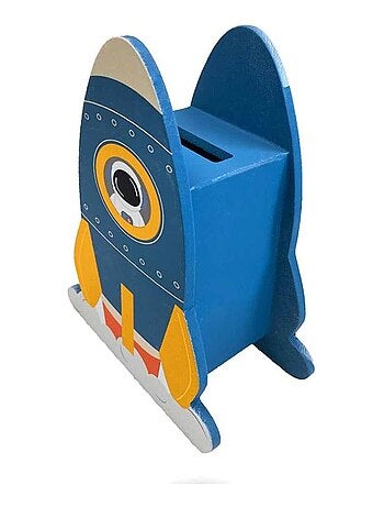Houten raketspaarpot voor kinderen