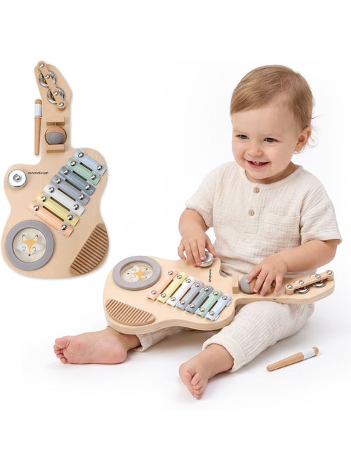 Houten sensorische gitaar kind klokkenspel trommel stokje mamabrum - Kiabi Houten sensorische gitaar kind klokkenspel trommel stokje mamabrum - Kiabi