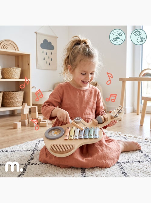 Houten sensorische gitaar kind klokkenspel trommel stokje mamabrum - Kiabi Houten sensorische gitaar kind klokkenspel trommel stokje mamabrum - Kiabi