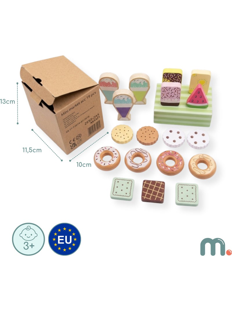 Houten snoepwinkel speelset presenteerblad 19 delig ijs donut mamabrum N.v.t. - Kiabi